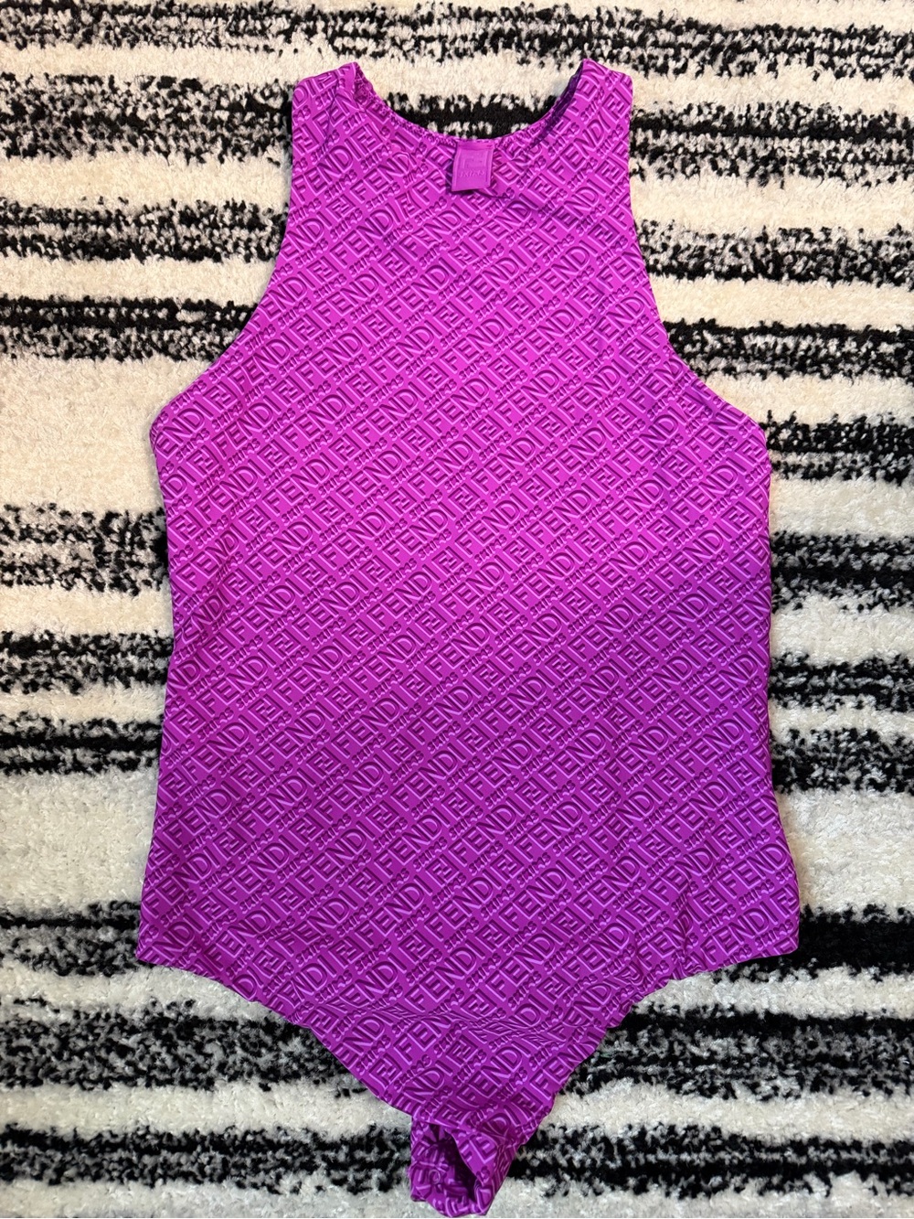 Fendi Vibrant Purple Embossed Logo Tank Bodysuit